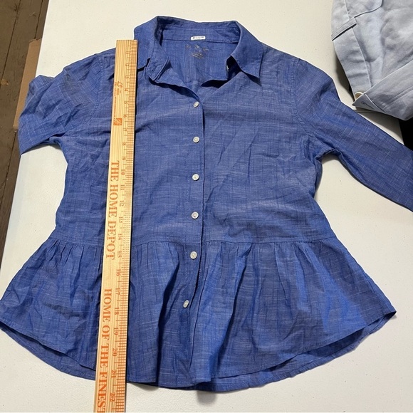 Lilly Pulitzer Carina Peplum Button Down Top Blue Haven XXS L1 - Picture 6 of 7